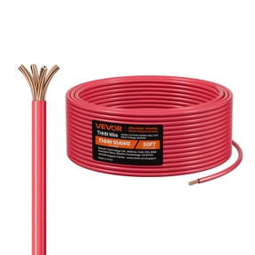VEVOR 10 AWG THHN Wire, 19-Stranded, 100% OFC Copper Electrical Building Wire with Nylon Jacket, Rated for Up to 600 Volts, for Indoor & Outdoor Use, Commercial, Industrial, Residential, Red