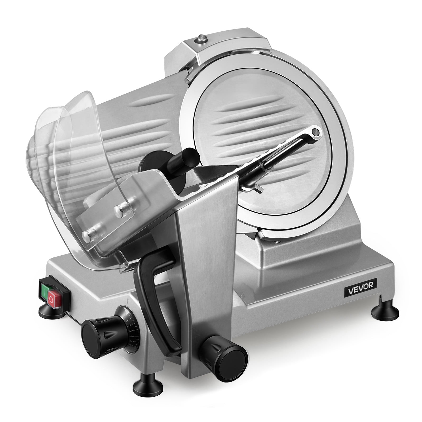VEVOR 10" Commercial Meat Slicer, 240W Electric Deli Food Slicer with Carbon Steel Blade, Built-In Sharpener & 0-0.47" Adjustable Thickness for Frozen Meat, Ham, Baguett, Steak, UL Approved