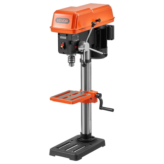 VEVOR 10-Inch Benchtop Drill Press, 5 Amp, 0.8 HP 600W Bench Drill Press, 530-3140 RPM Variable Speed, 0-45 Tilting Worktable, with Laser and LED Work Light, Tabletop Drilling Machine, for Wood Meta