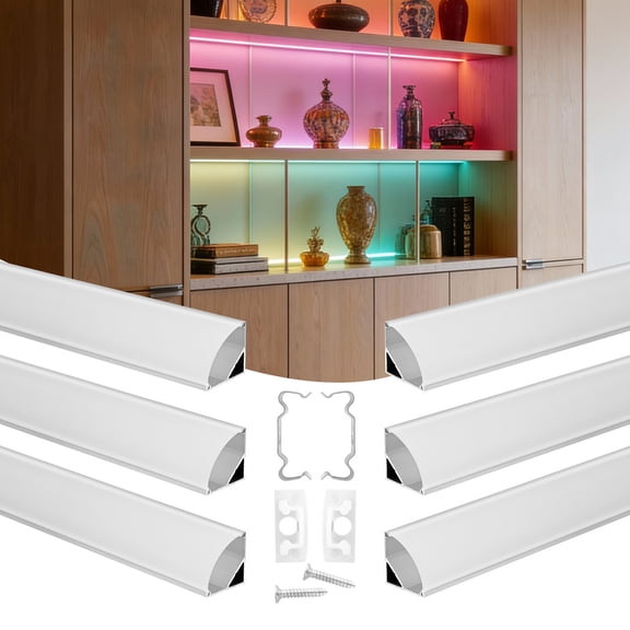 VEVOR 10-Pack 6.6 ft/2M V Shape LED Aluminum Channel, with Milky Cover, End Caps and Mounting Clips, Aluminum Profile for LED Strip Light Installations, Easy Installation, for Under Cabinet Counter