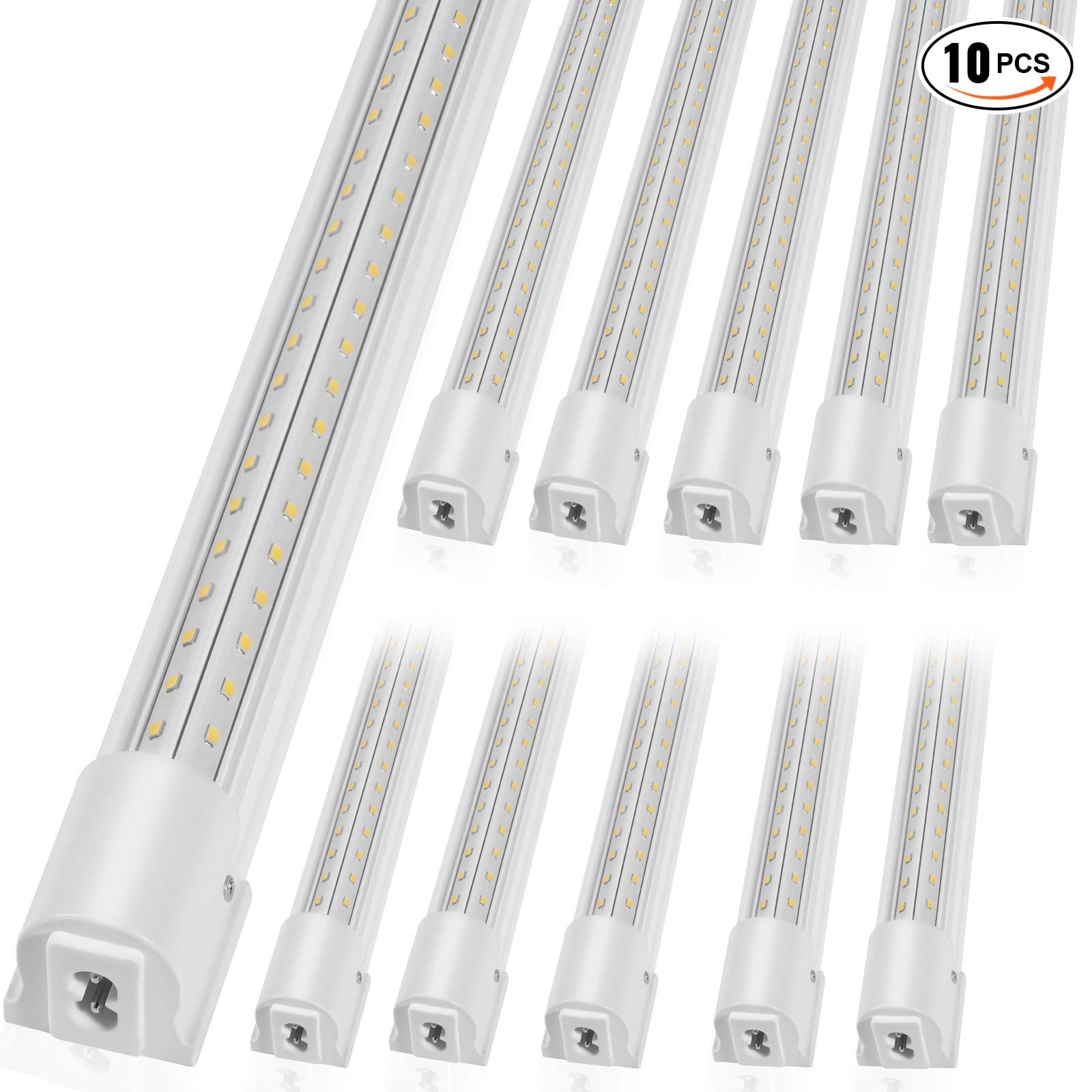 VEVOR 10 Pack LED Shop Light, 4 FT, 40W Linkable Shop Light Fixture, 6500 LM Ceiling Lights 59 in Power Cords with ON/OFF Switch 48 in Connector Cables, for Garage Warehouse Home Workkshop