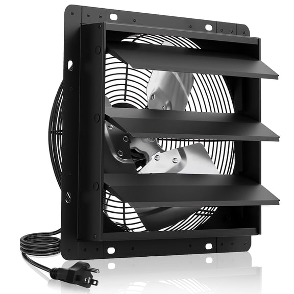 VEVOR 10 inch Shutter Exhaust Fan, Wall Mounted Attic Vent Fan with Smart Programming Variable Speed Temperature Control, 1000 CFM,EC Motor,Timer, for Shed,Garage,Greenhouse Ventilation Cooling
