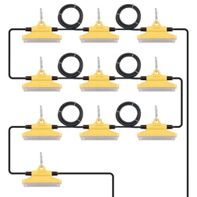 VEVOR 100FT Construction String Lights, 150W 15000LM, 10PCs String Work Light, 5000-5500K, IP65 Waterproof, with Hanging Hooks, for Construction Site, Temporary Lighting Indoor & Outdoor, ETL Listed