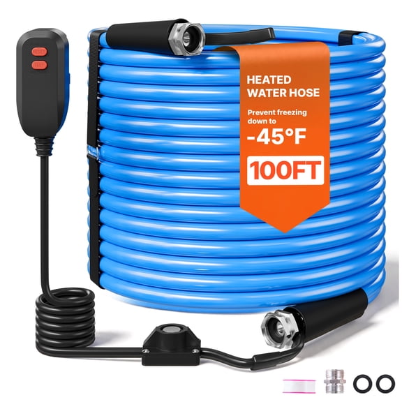VEVOR 100FT Heated Water Hose for RV -45F Anti Freeze Drinking Water Hose, 1/2" ID, Smooth Surface, with Leakage Protection GFCI, Built-in Thermostat, Freeze & Leak-Proof, Lead and BPA Free for RVs