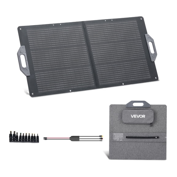 VEVOR 100W Foldable Solar Panel, 24% High-Efficiency Portable Monocrystalline Solar Panel Charger with MC4 Output, USB-A, Type-C & DC Ports, IP65 Waterproof for Power Stations, Camping, Hiking Trips