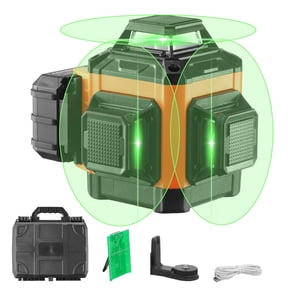VEVOR 100ft Self Leveling Laser Level, Manual Green 3 x 360 Cross Line Laser, IP54 Waterproof 8h Continuous Working Time Line Laser, Battery/Stand Included