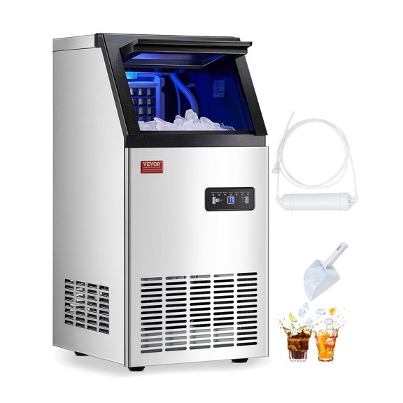VEVOR 100lbs/24H Commercial Ice Maker, 36 Ice Cubes in 15 Minutes, Freestanding Ice Maker Machine with 28lbs Large Storage Capacity for Bar Office Restaurant