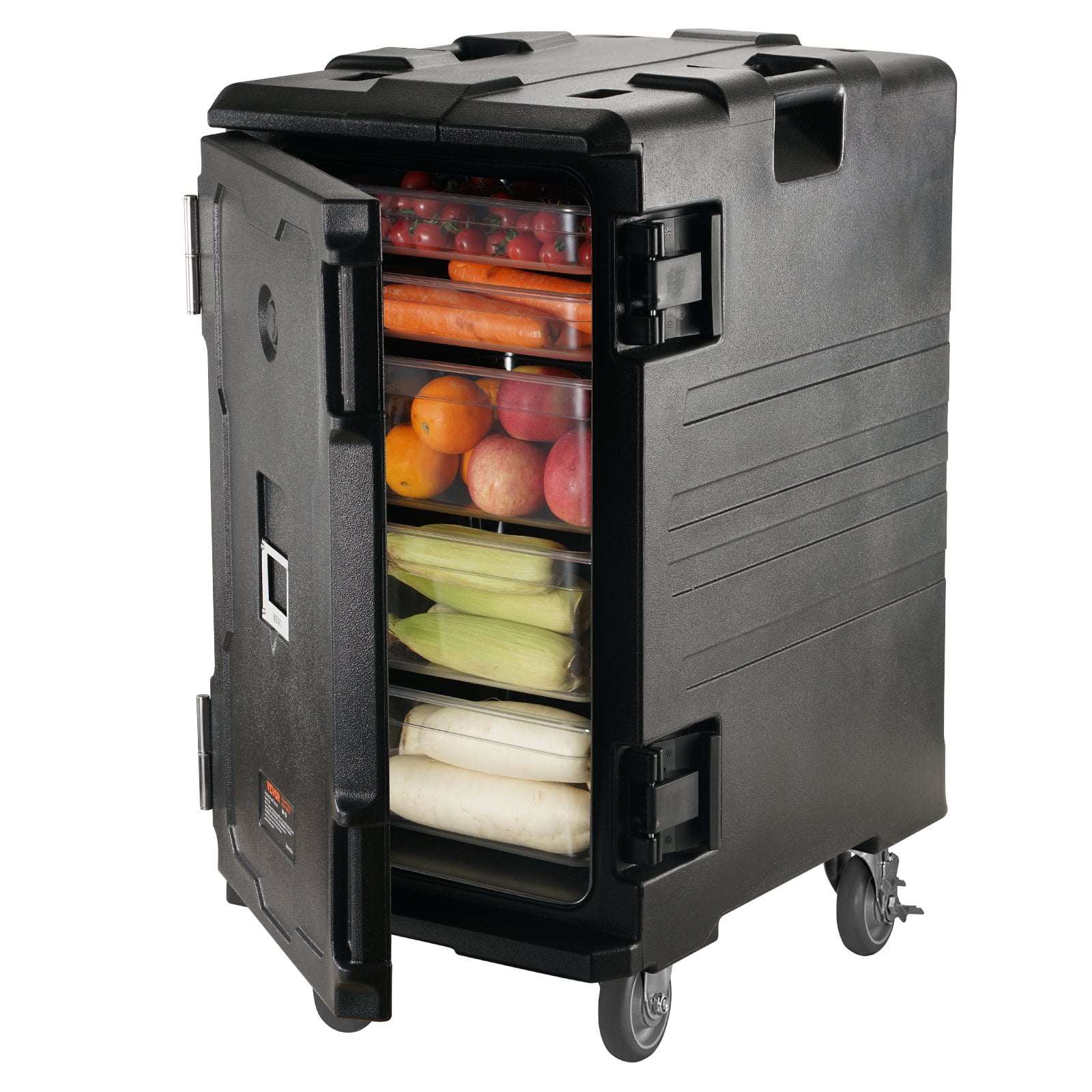 Black 109Qt Insulated Food Carrier with Wheels and Handles