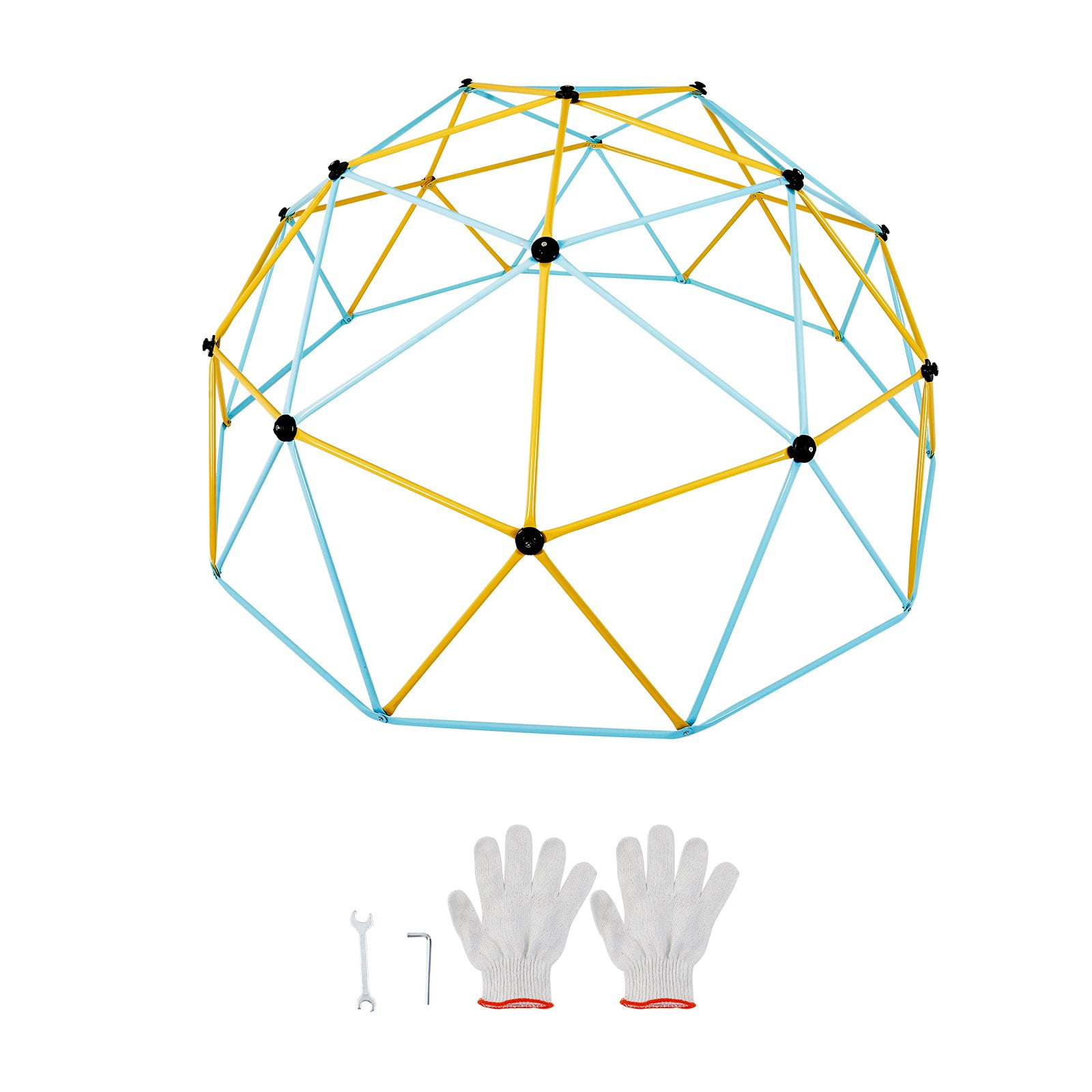 10FT Yellow and Blue Steel Geometric Dome Climber with Slide