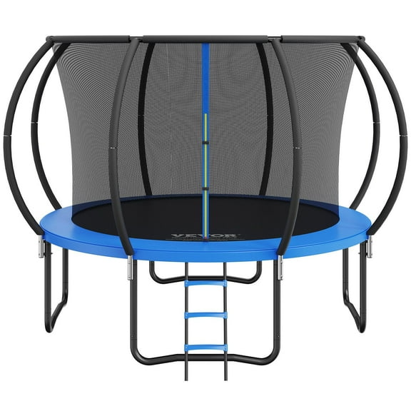 VEVOR 10FT Heavy Duty Trampoline with Enclosure Net, Ladder & Curved Pole for Kids & Adults