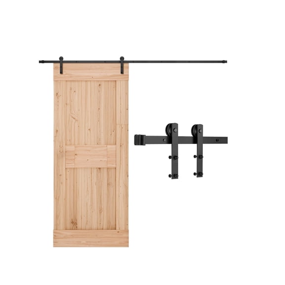 VEVOR 10FT Sliding Barn Door Hardware Kit,330 LBS Weight Capacity,Compatible with 60 Inches Max Width & 1-3/8 to 1-3/4 Inches Thickness Single Sliding Barn Door,Durable Track & I-shape Roller,Black