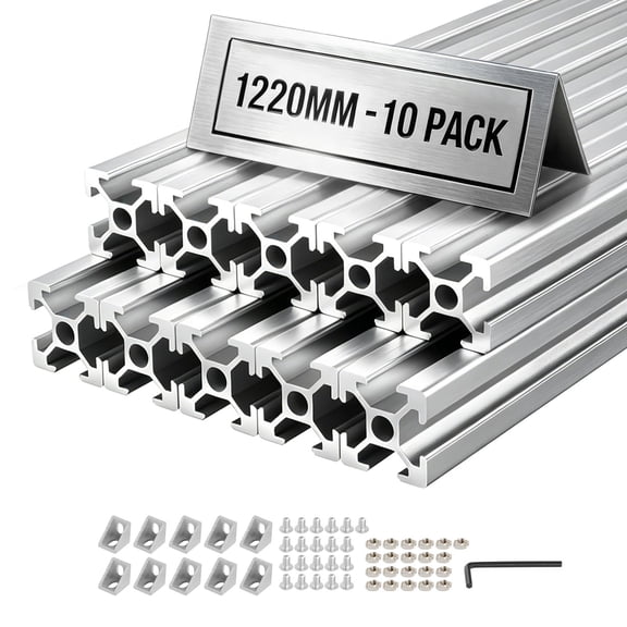 VEVOR 10PCS 2020 Aluminum Extrusion Profile, 48 Inch 1220 mm, T Slot European Standard Anodized Linear Rail, High-Strength Extruded Aluminum Rail, for 3D Printer Parts and CNC DIY Workbench, Silver