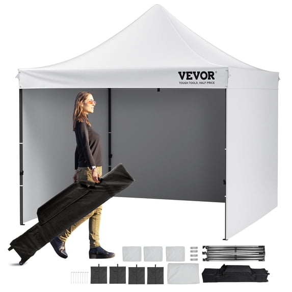 VEVOR 10x10 FT Pop up Canopy with Removable Sidewalls, Instant Canopies Portable Gazebo & Wheeled Bag,UV Resistant Waterproof, Enclosed Canopy Tent for Outdoor Events, Patio, Backyard, Party,Camping