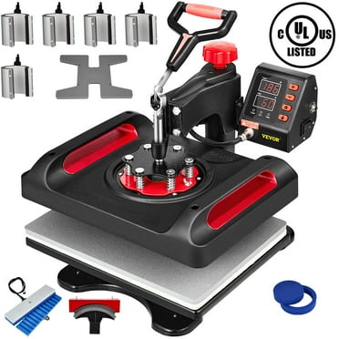 VEVOR 11 in 1 Heat Press, 15X12 Inch Multifunctional Clamshell Printer, 800W Digital Dual-Tube Heat Press Transfer Machine, 360°Swing Away Sublimation Machine for T-Shirt Hat Cap Mug Plate Pen Shoes