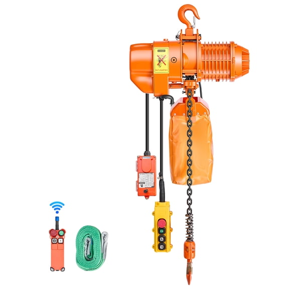 VEVOR 1100 lbs Electric Chain Hoist, 20 ft Lifting Height, Three-Phase Overhead Crane with 328 ft Wireless & 15 ft Wired Remote Control, Single G80 Chain Hoist for Factories, Warehouses, Garages