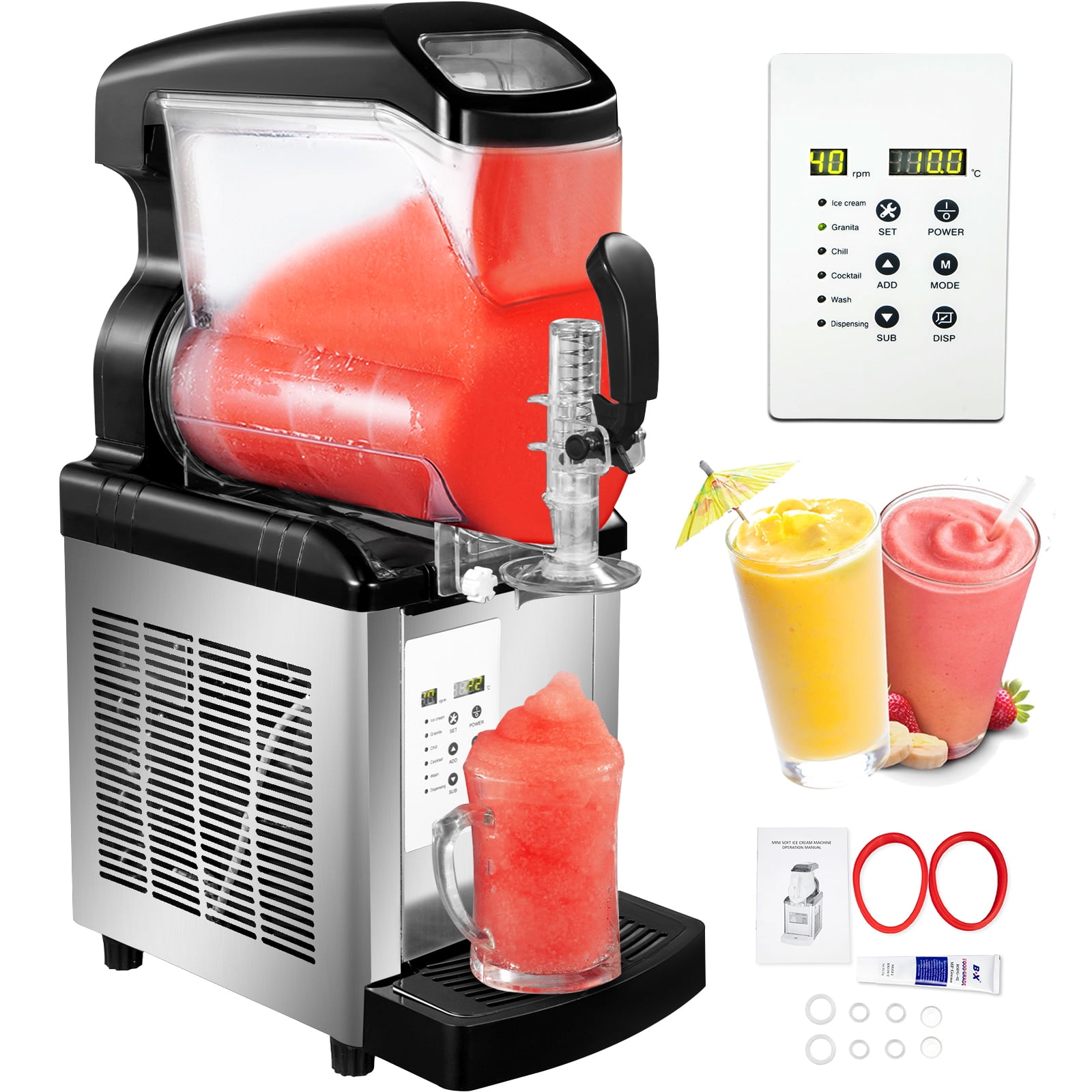VEVOR 110V 2 in 1 Commercial Slushy Machine 6L Temperature 10 to