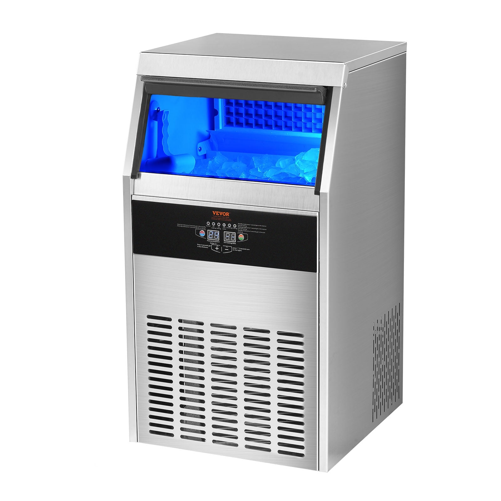 SKYSHALO 110V Commercial Ice Maker 140lbs/24h,Ice Machine with 33lbs Storage Stainless Steel Auto Clean for Bar Home Supermarkets Includes Scoop and Connection Hose Sansujyuku sansujyuku.com