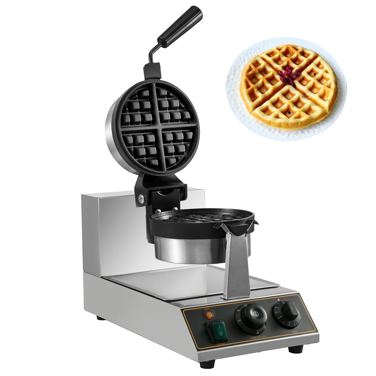 NJTFHU Commercial Rotating Belgian Waffle Irons Electric Pancake Maker  Machine Non-Stick with Removable Plates and Intelligent Led Temperature for