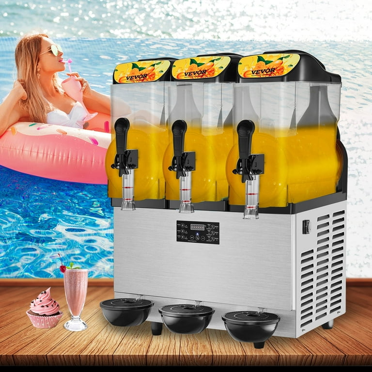 VEVOR 110V Commercial Slushy Machine 3x12L Double Tank Soft Ice Cream Maker 1200W LED Display Auto Clean Walmart