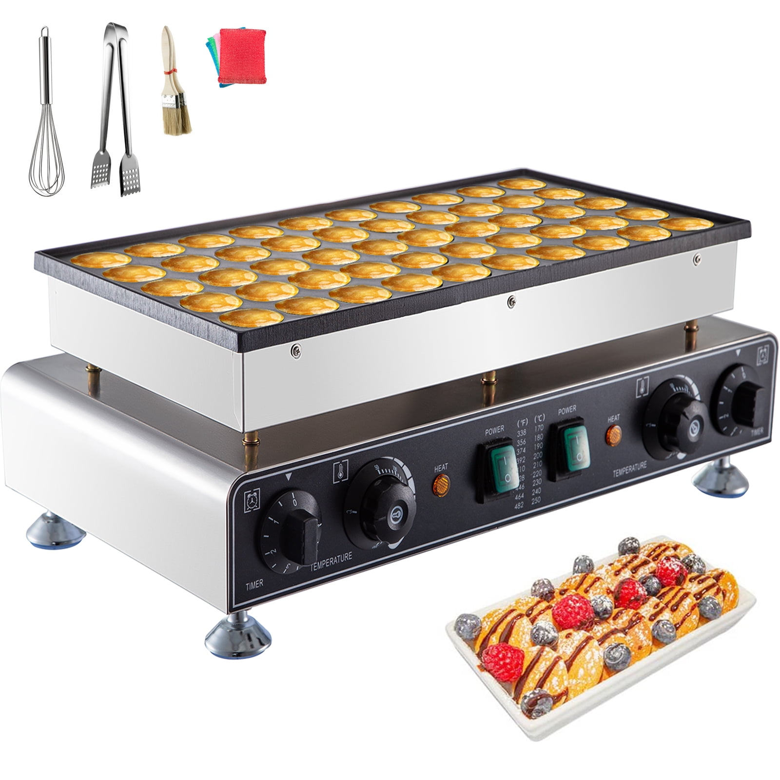 VEVOR 110V Mini Dutch Pancake Baker 50 Pieces 1700W Commercial Electric Nonstick Waffle Maker Machine 1.8 Inch for Home And Restaurants Sansujyuku sansujyuku.com