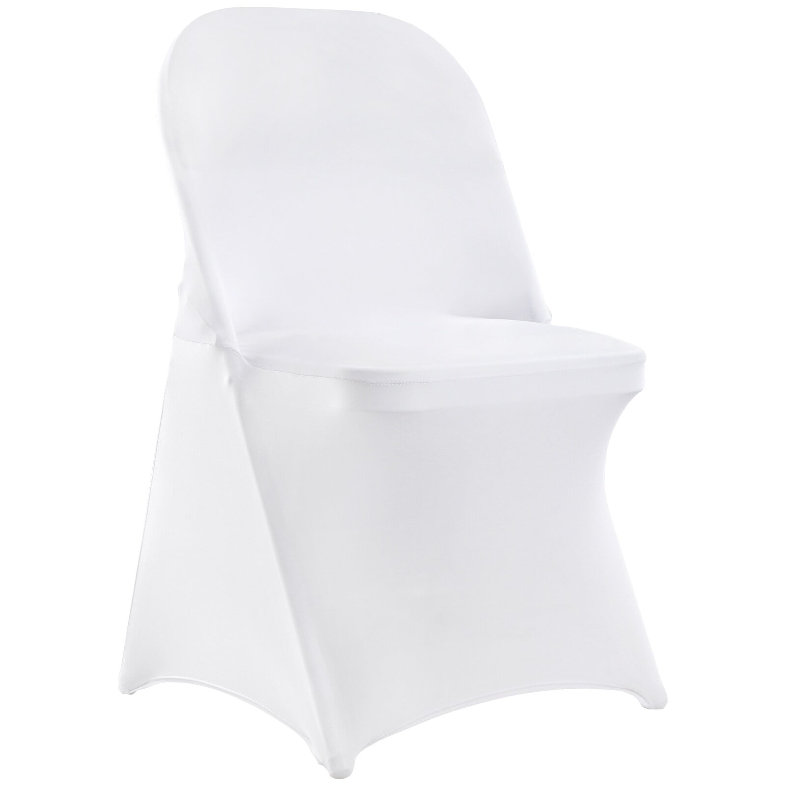 White Stretch Spandex Chair Covers for Folding Chairs, 12-Pack