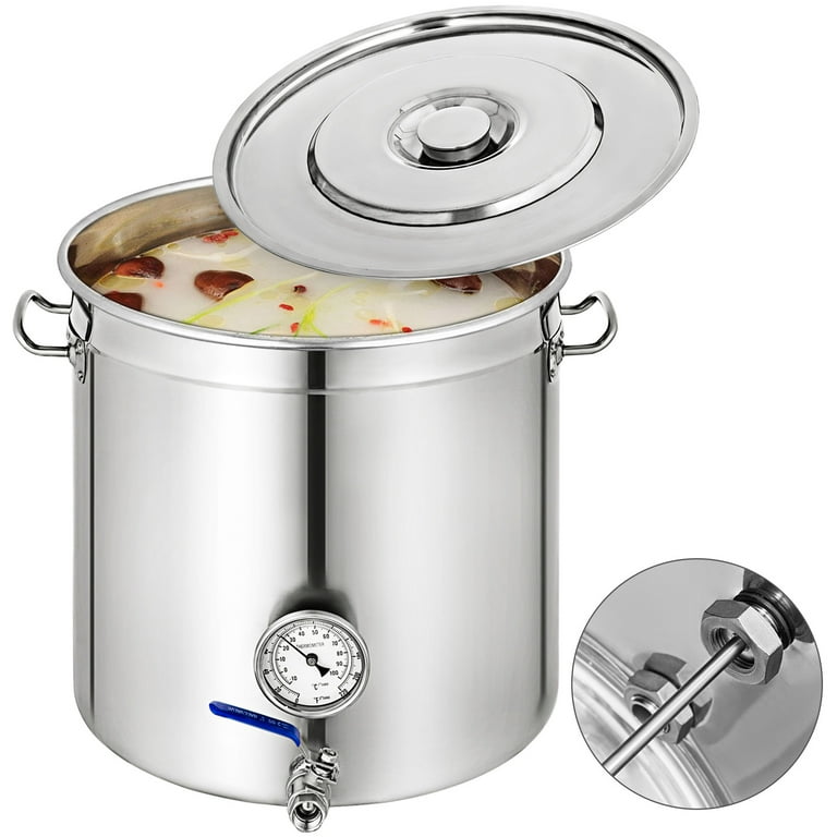 VEVOR 12.5 Gallon 50 Quart Stainless Steel Brew Kettle Stock Pot with Lid and Thermometer Walmart