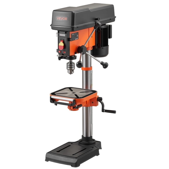 VEVOR 12-Inch Benchtop Drill Press, 6.2 Amp, 1 HP Bench Drill Press, 530 to 3140 RPM Variable Speed, 0-45 Tilting Worktable, with Laser and LED Work Light, Tabletop Drilling Machine, for Wood Metal