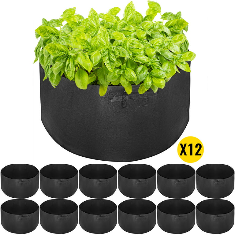 VEVOR 5-Pack 400 Gallon Plant Grow Bag Aeration Fabric Pots with Handles Black Grow Bag Plant Container for Garden Planting Washable and Reusable