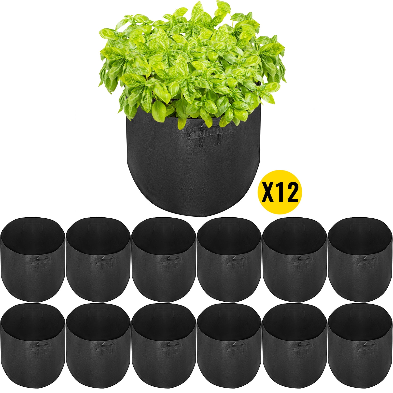 VEVOR Aeration Fabric Pots with Handles 400 gal. Plant Grow Bag Black Grow Bag Plant Container for Garden Planting (5-Pack)