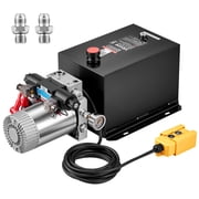 VEVOR 12 Quart Hydraulic Pump, DC12V 1.6KW Double Acting Dump Trailer Pump, 3200 PSI Max Relief Pressure, 0.91 GPM Flow Rate, with Pressure Gauge for Dump Trailer Car LiftingHorizontal Installation