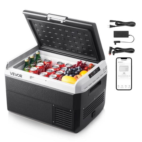 VEVOR 12 Volt Car Refrigerator, 52.8QT/50L Car Fridge, Portable Electric Cooler with -4~68 Adjustable Temperature, 12/24V DC and 100- 240V AC Compressor Freezer for Outdoor, Camping, Travel, RV