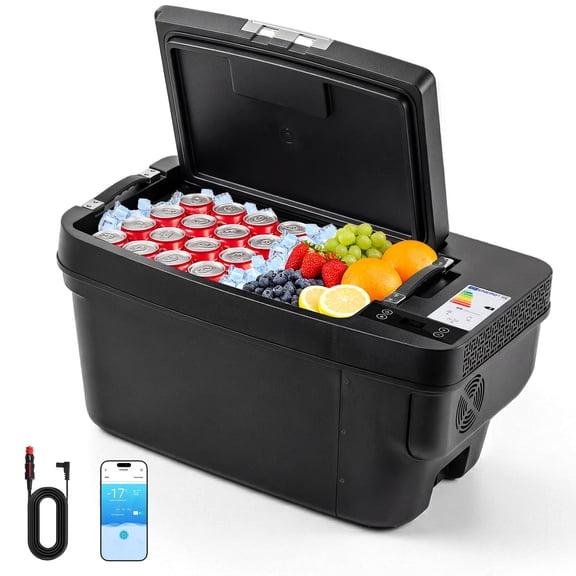 VEVOR 12 Volt Refrigerator, 37 QT/ 35L Car Fridge for Tesla Model Y, Portable Electric Freezer Compressor with APP Control, 12V/24V DC, -8 to 50