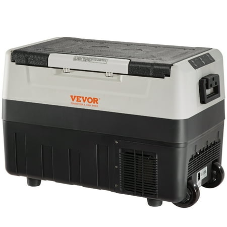 VEVOR 12 Volt Refrigerator, 48QT, Dual Zone Car Fridge Freezer with App Control & Wheels, 12/24V DC & 100-240V AC Electric Compressor Cooler for Car Truck Vehicle RV Boat Outdoor & Home Use