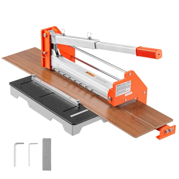 VEVOR 12 inch Vinyl Floor Cutter, 16mm Thick Laminate Flooring Cutter with Upgraded Labor-Saving Aluminum-Alloy Lever, Telescoping Support Plate, Cuts Engineered Wood, LVT, VCT, SPC, LVP, WPC