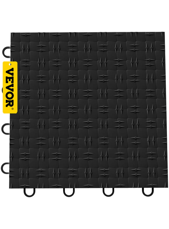 VEVOR 12"x12" Garage Floor Tiles, 25 Pack Black Interlocking Garage Floor Covering Tiles, Graphite Diamond Plate Garage Flooring Tiles Slide-Resistant 55000lbs Capacity for Basement Gym