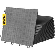 VEVOR 12"x12" Garage Floor Tiles, 50 Pack Gray Interlocking Garage Floor Covering Tiles, Graphite Diamond Plate Garage Flooring Tiles Slide-Resistant 55000lbs Capacity for Basement Gym