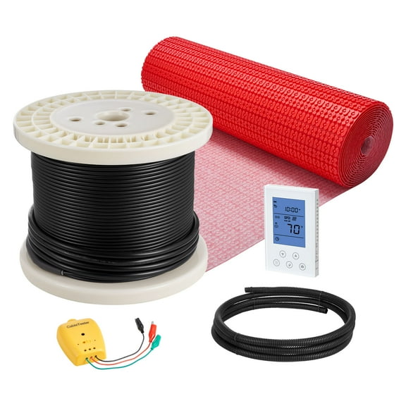 VEVOR 120 sqft Floor Heating Mat System, 120V Electric Radiant Heated Floor System, with Decoupling Membrane & Smart Control Thermostat & Alarm, Easy Installation for Tile, Stone, Vinyl