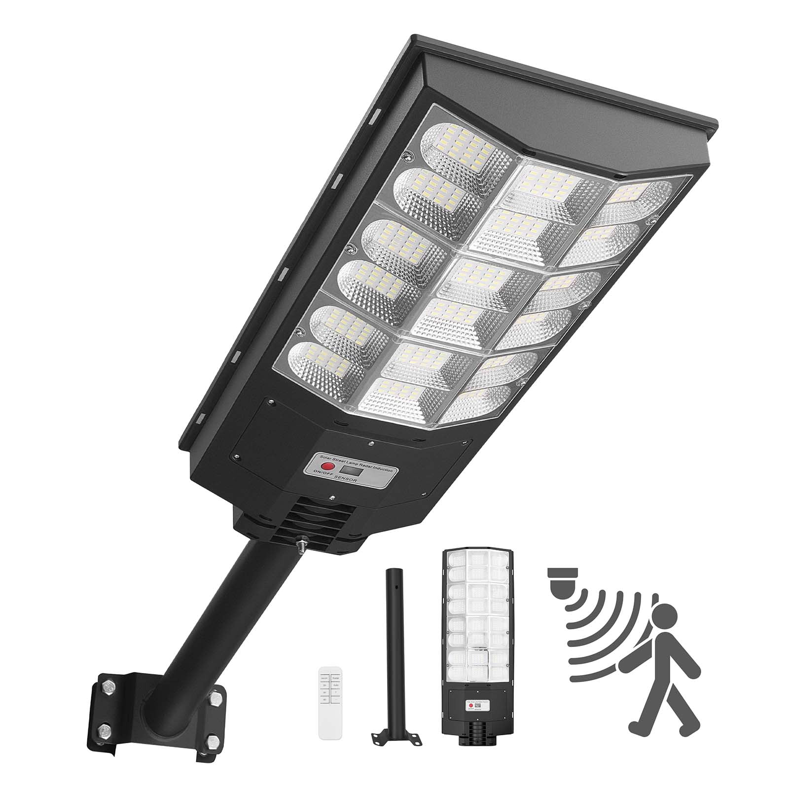 VEVOR 12000W Solar Street Light Outdoor, 900000LM, Commercial Parking Lot Light Dusk to Dawn, LED Flood Security Lamp with Motion Sensor, IP65 Waterproof Wide Angle Outdoor Lighting,for Driveway Yard