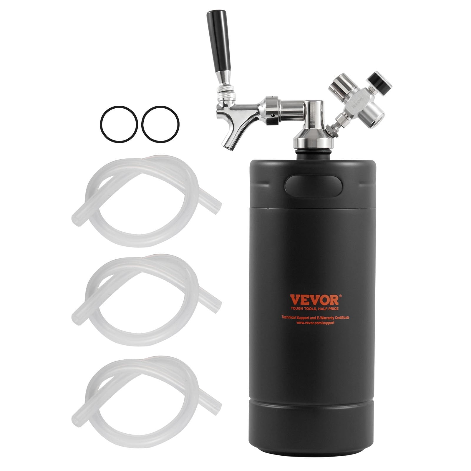 VEVOR 128Oz Pressurized Beer Growler System, Stainless Steel Mini Keg with CO2 Regulator and Faucet, Leak-Proof 4L Keg for Draft, Homebrew, and Craft Beer