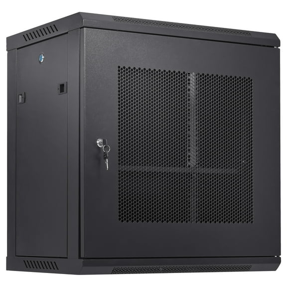 VEVOR 12U Wall Mount Server Cabinet, 15.5'' Depth, Network Rack Enclosure, Supports up to 200 lbs, Secure Locking System, Ideal for IT Hardware, Audio/Video Components