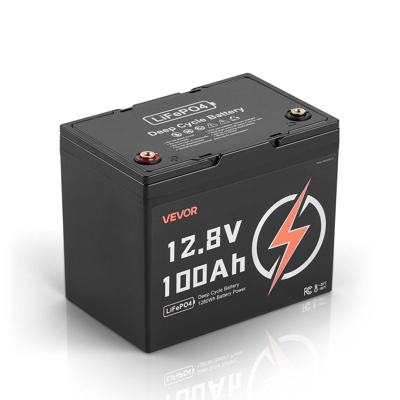 VEVOR 12V 100Ah LiFePO4 Battery, up to 15000 Cycles, Deep Cycle Lithium Iron Phosphate Battery with Built-in BMS,Low Temperature Protection,10 Years Lifetime,for Solar off-Grid Home Energy Storage