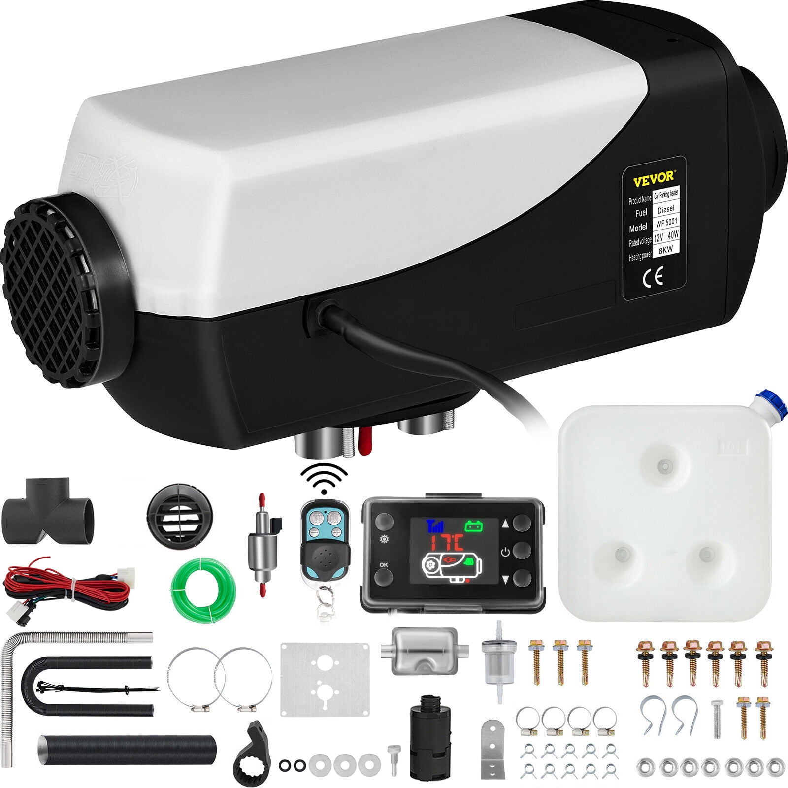 VEVOR 12V Diesel Air Heater Planar 8kw Diesel Parking Heater Long-range  Control with LCD Switch for Car Trucks Motor-home Boat Bus Can Black and  White - Walmart.com