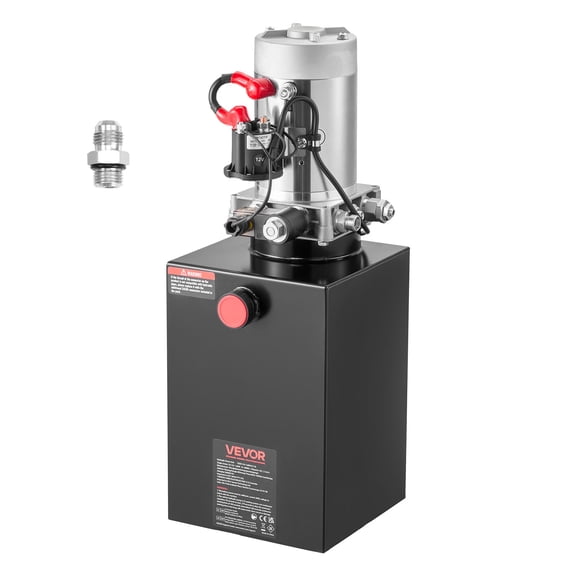 VEVOR 13 Quart Hydraulic Power Unit, Single Acting Dump Trailer Pump, 3200 PSI Max Relief Pressure & 0.91 GPM Flow Rate, DC 12V Hydraulic Pump with Metal Reservoir for Dump Trailer Car Lifting