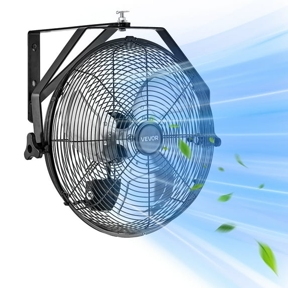 VEVOR 14 Inch Industrial Wall Mount Fan, High Velocity 2473 CFM Outdoor Fan with 3 Speeds, Waterproof IP44 Garage Wall Fan with Aluminum Blades for Workshop, Warehouse, Greenhouse