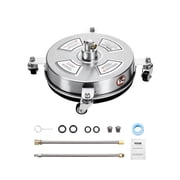 VEVOR 14" Pressure Washer Surface Cleaner, Stainless Steel Pressure Washer Attachments with 4 Wheels, 4000 Max PSI, 1/4 Quick Connector, 2 Spray Nozzles, 2 Exte