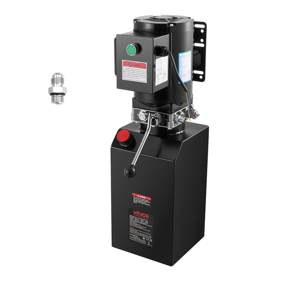 VEVOR 14 Quart Hydraulic Power Unit, Single Acting Steel Dump Trailer Pump, 3200 PSI Max Relief Pressure & 1.7 GPM Flow Rate, 220-240V Hydraulic Pump with Metal Reservoir for Dump Trailer Car Lifting