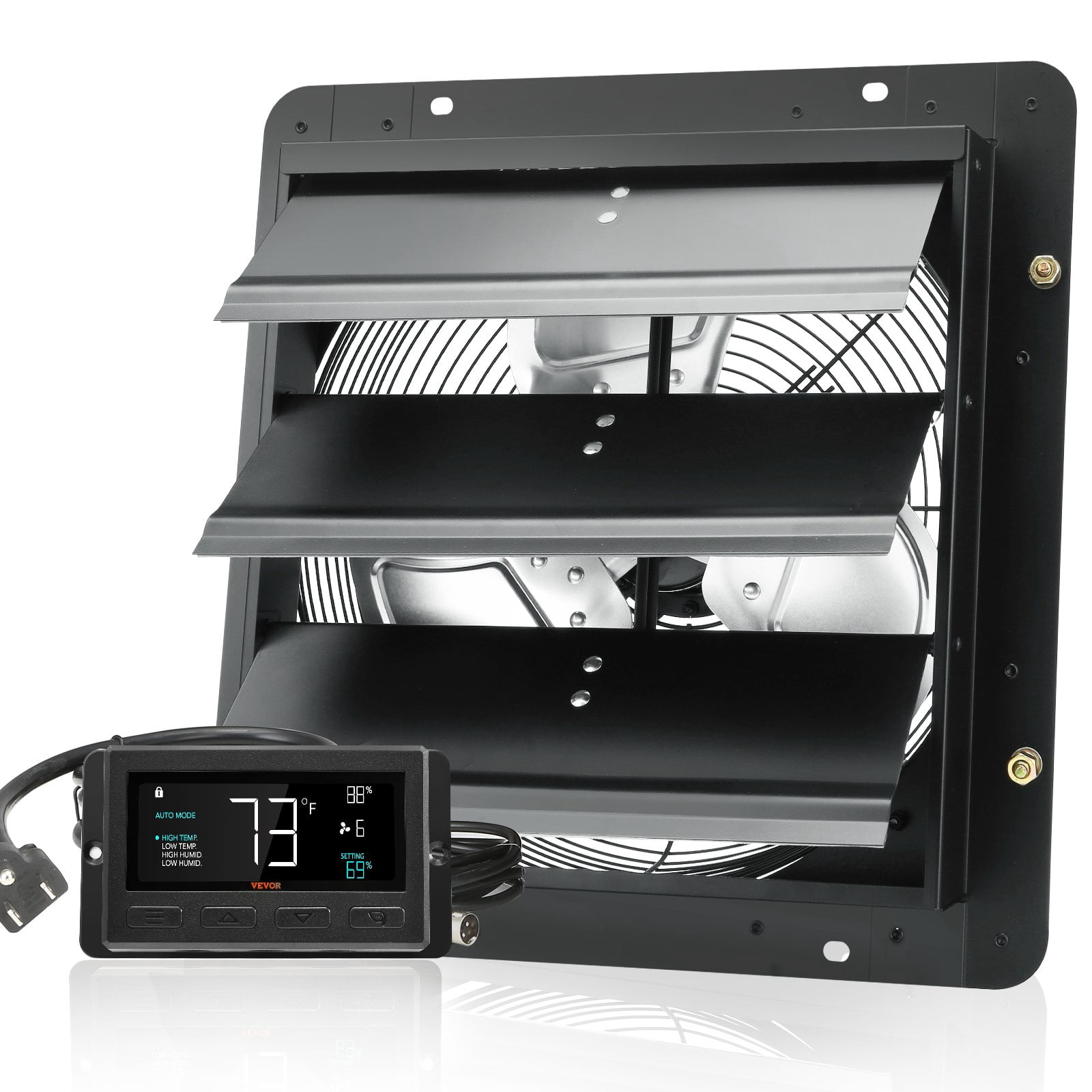 VEVOR 14 inch Shutter Exhaust Fan with Temperature and Humidity Controller