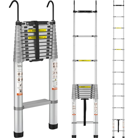BENTISM 15 FT Telescoping Ladder, 400 lbs Load Capacity Aluminum Telescopic Extension Ladder, Multi-purpose Collapsible Ladder for RV, Home or Outdoor Work