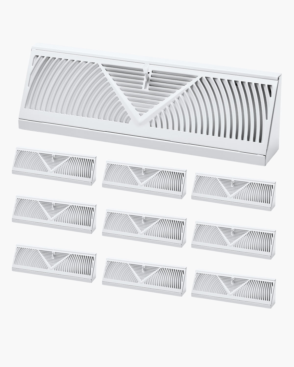 VEVOR 15-Inch Floor Registers,10-Pack Baseboard Registers, HVAC Heavy-Duty Walkable Iron Floor Vents, Rustproof Anti-Peeling Air Vents Deflector Adjustable with Metal Damper for Home & Office,White