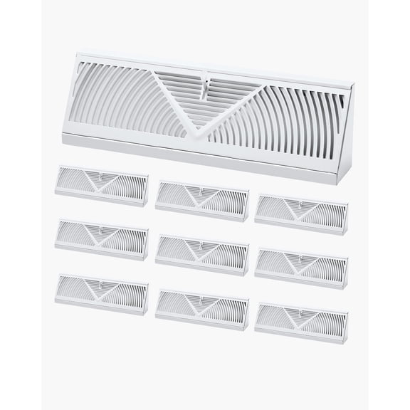 VEVOR 15-Inch Floor Registers,10-Pack Baseboard Registers, HVAC Heavy-Duty Walkable Iron Floor Vents, Rustproof Anti-Peeling Air Vents Deflector Adjustable with Metal Damper for Home & Office,White